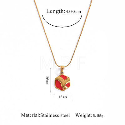 304 Stainless Steel Enamel Red Geometric Pendant Necklaces FS-WGE6FD0-04-1