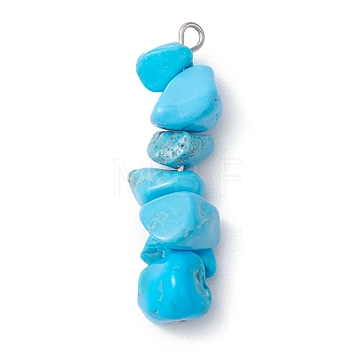 Gradient Color Natural Aquamarine & Natural Lapis Lazuli & Synthetic Turquoise Chip Beaded Pendants PALLOY-JF02791-02-1