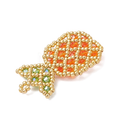 Glass Seed Beaded Pineapple Pendants PALLOY-MZ01109-1