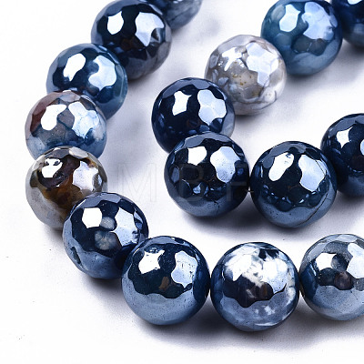 Electroplate Natural Agate Beads Strands G-T131-55-22-1