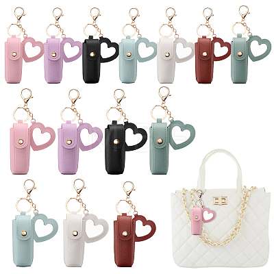14Pcs 7 Colors PVC Leather Lipstick Keychain Holder KEYC-GO0001-23-1