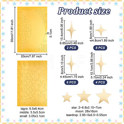   Star Acrylic Mirror Wall Stickers DIY-PH0017-37A-1