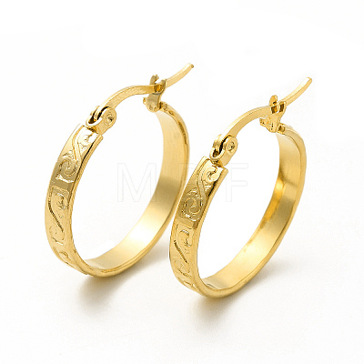 201 Stainless Steel Grooved Spiral Hoop Earrings with 304 Stainless Steel Pins for Women EJEW-M214-09B-G-1