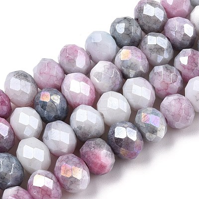 Faceted Electroplated Glass Beads Strands GLAA-C023-02-B05-1