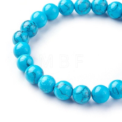 Synthetic Turquoise Beads Stretch Bracelets BJEW-F380-01-B03-1