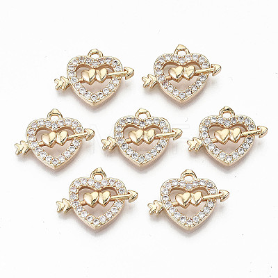 Brass Micro Pave Cubic Zirconia Pendants X-KK-S359-018-RS-1