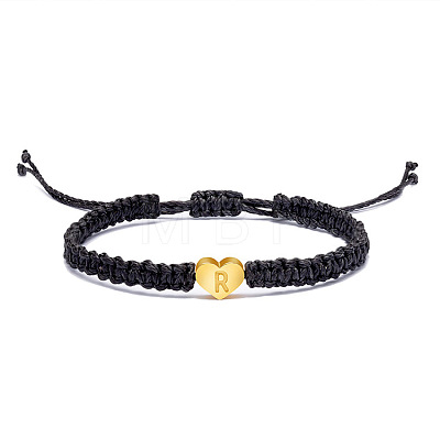 Alloy Heart with Letter Pattern Bead Braided Bead Bracelets FS-WGEB992-18-1