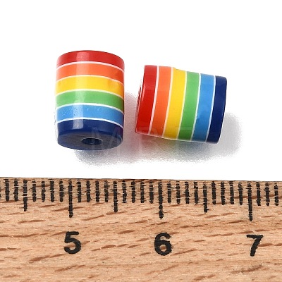 Opaque Rainbow Stripe Opaque Resin Beads RE-CBA0A57-12A-1