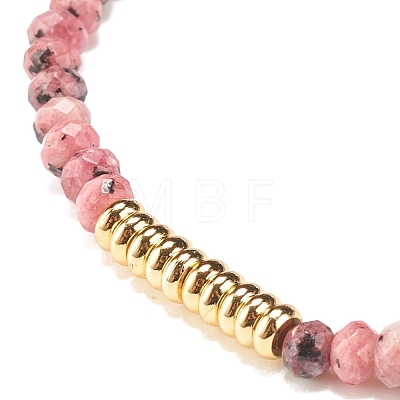 Natural Malaysia Jade(Dyed) Rondelle Beaded Stretch Bracelet with Brass BJEW-JB07967-1