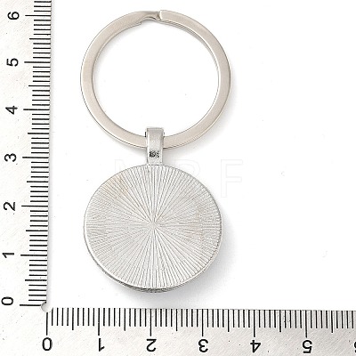 Half Round/Dome Alloy & Glass Pendant Keychain KEYC-D020-01P-01-1