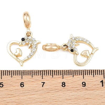 Alloy Crystal Rhinestone European Dangle Charms AL-CBAC2D3-06G-1