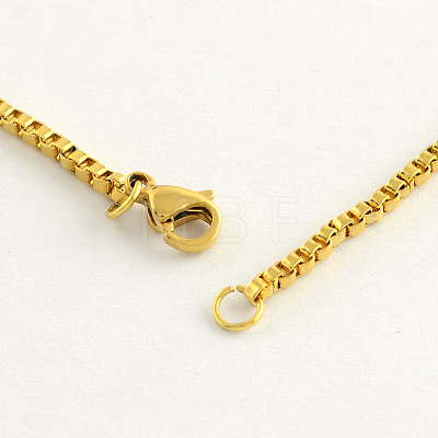 304 Stainless Steel Box Chain Necklaces NJEW-R223-01-1