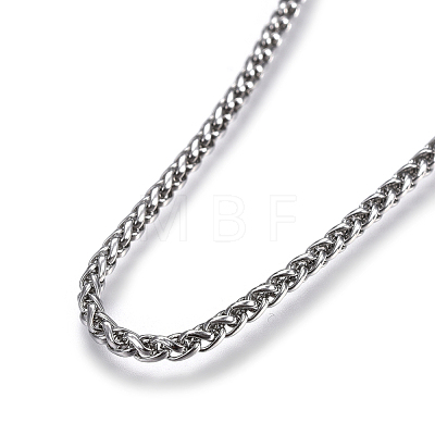 304 Stainless Steel Wheat Chain Necklaces NJEW-F242-14P-A-1