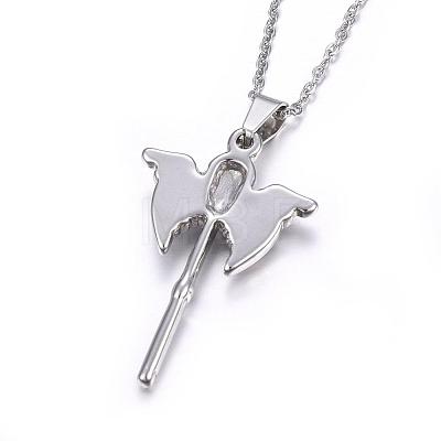 304 Stainless Steel Pendant Necklaces NJEW-H497-05-1
