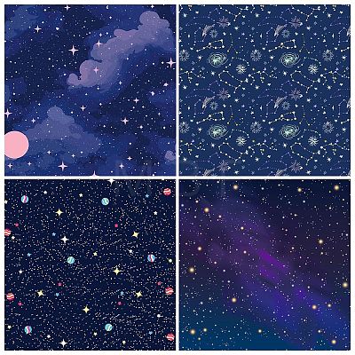 12Pcs Star & Planet & Constellation Theme Scrapbook Paper Pads PW-WGFA888-01-1