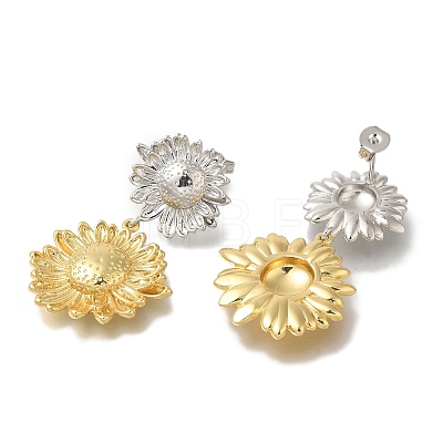 Rack Plating Flower Brass Stud Earrings EJEW-H016-16PG-1