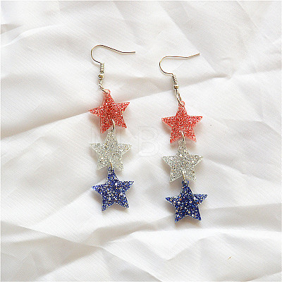 Independence Day Alloy Acrylic Dangle Earrings FS-WG49294-04-1