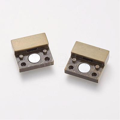 Brushed Plated Alloy Magnetic Clasps with Glue-in Ends PALLOY-R094-20-1