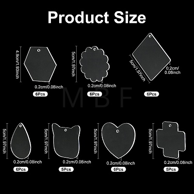 40Pcs Transparent Acrylic Disc Big Pendants ZXFQ-FS0001-01-1