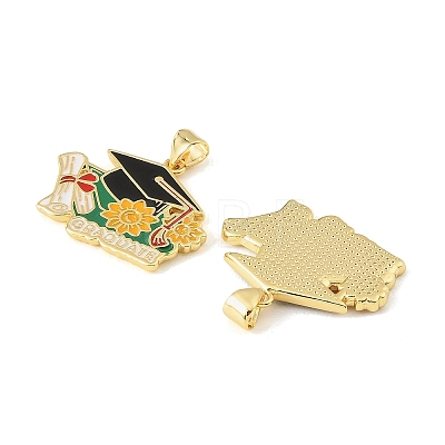 Graduation Season Brass Enamel Pendants KK-CBAF2EC-03G-C05-1