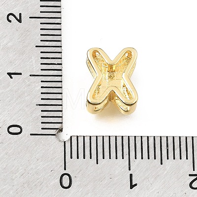 Brass Micro Pave Clear Cubic Zirconia Initial Spacer Bars KK-E802-34G-X-1