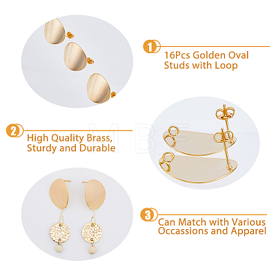 16Pcs Brass Stud Earring Findings KK-DC0001-33-1