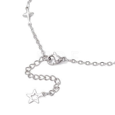 304 Stainless Steel Cross Link Chain Anklets AJEW-AN00739-03-1