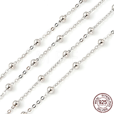 Rhodium Plated 925 Sterling Silver Satellite Chains STER-F052-16P-1