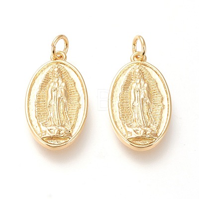 Brass Lady of Guadalupe Pendants KK-L006-022G-1