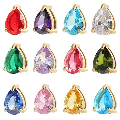 Brass Cubic Zirconia Slide Charms STAS-OY016-04G-1