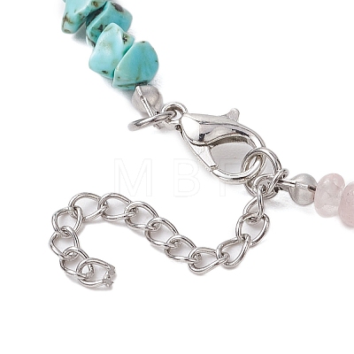 Natural Rose Quartz & Howlite & Green Aventurine Chip Beaded Necklaces NJEW-JN05099-02-1