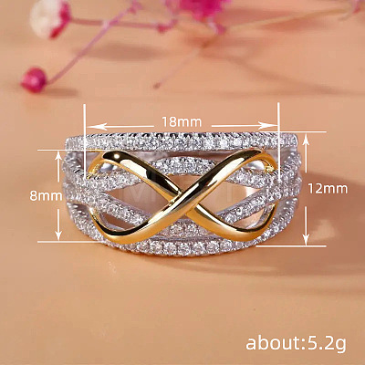 Brass Micro Pave Clear Cubic Zirconia Finger Rings WG69198-03-1