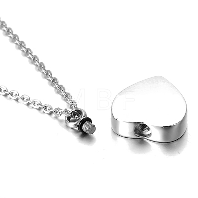 Tarnish Resistant Stainless Steel Heart Urn Ashes Pendant Necklace PW-WGA46B3-01-1