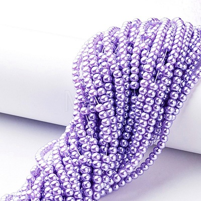 Glass Pearl Beads Strands X-HY-4D-B25-1