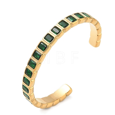 304 Stainless Steel & Cubic Zirconia Cuff Bangles for Women BJEW-T031-01C-1