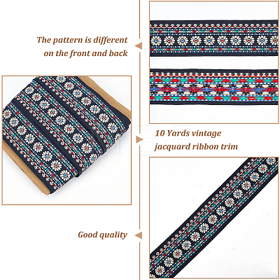 10 Yards Ethnic Style Embroidery Polyester Ribbons OCOR-FH0001-12-1