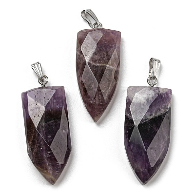 Natural Amethyst Pointed Pendants G-M405-07P-04-1