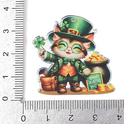 Saint Patrick's Day Opaque Printed Acrylic Pendants OACR-A045-05E-1