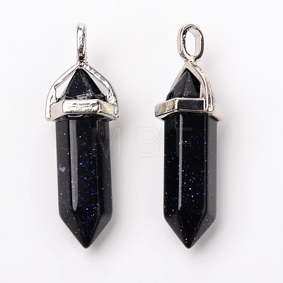 Synthetic Blue Goldstone Pointed Pendants G-F295-03H-1