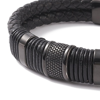 Leather Braided Cord Bracelets BJEW-E352-36B-1