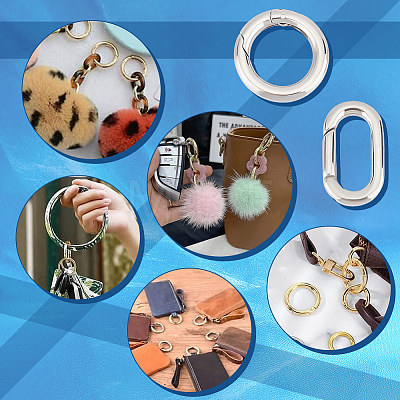 4Pcs 4 Styles 304 Stainless Steel Spring Gate Rings STAS-UN0051-09-1