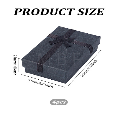 4Pcs Rectangle Paper Jewelry Gift Boxes with Bowknot CON-LP0001-40A-1