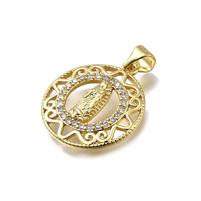 Brass Micro Pave Cubic Zirconia Pendants KK-C090-35G-06-1