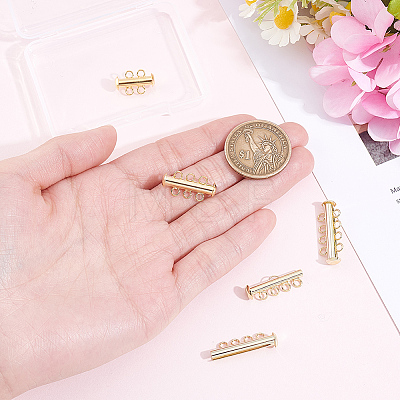 6Pcs 3 Styles Brass Slide Lock Clasps KK-BBC0027-56-1