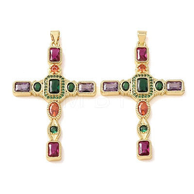 Brass Pave Colorful Cubic Zirconia Pendants CU-CBA2907-01A-G-1