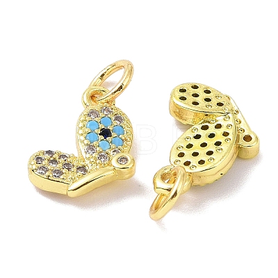 Real 18K Gold Plated Brass Micro Pave Cubic Zirconia Pendants KK-L209-044G-01-1