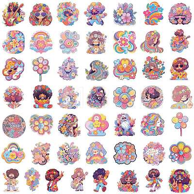 50Pcs Flower Waterproof PVC Cartoon Stickers PW-WG29182-01-1