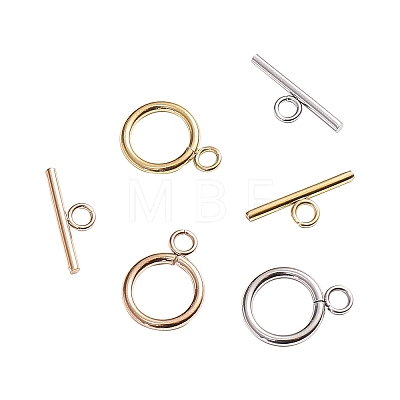 Vacuum Plating 304 Stainless Steel Ring Toggle Clasps STAS-CJ0001-46-1