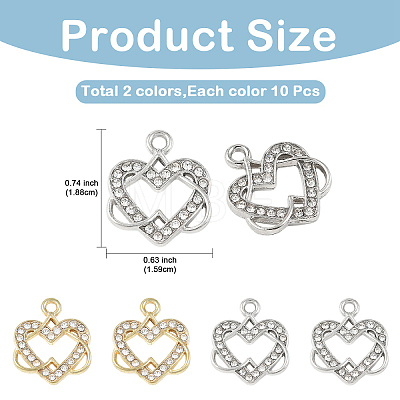 20Pcs 2 Colors Alloy Rhinestone Pendants FIND-YW0011-37-1