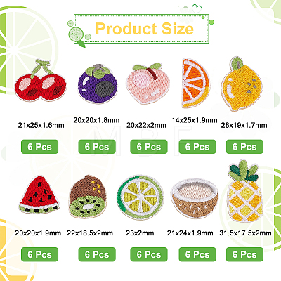 Summer Fruit Theme Polyester Embroidery Cloth Self Adhesive Patches PATC-WH0001-124-1